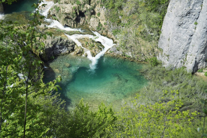 Lac avec une eau tellement verte et transparente