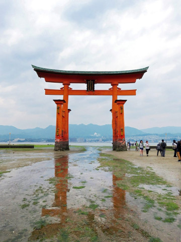 Torii les pieds dans l'eau à Miyajima