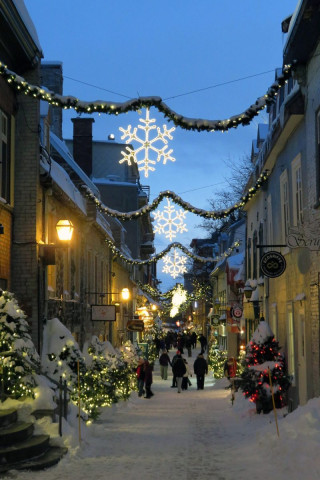 Québec avec les décorations de Noël